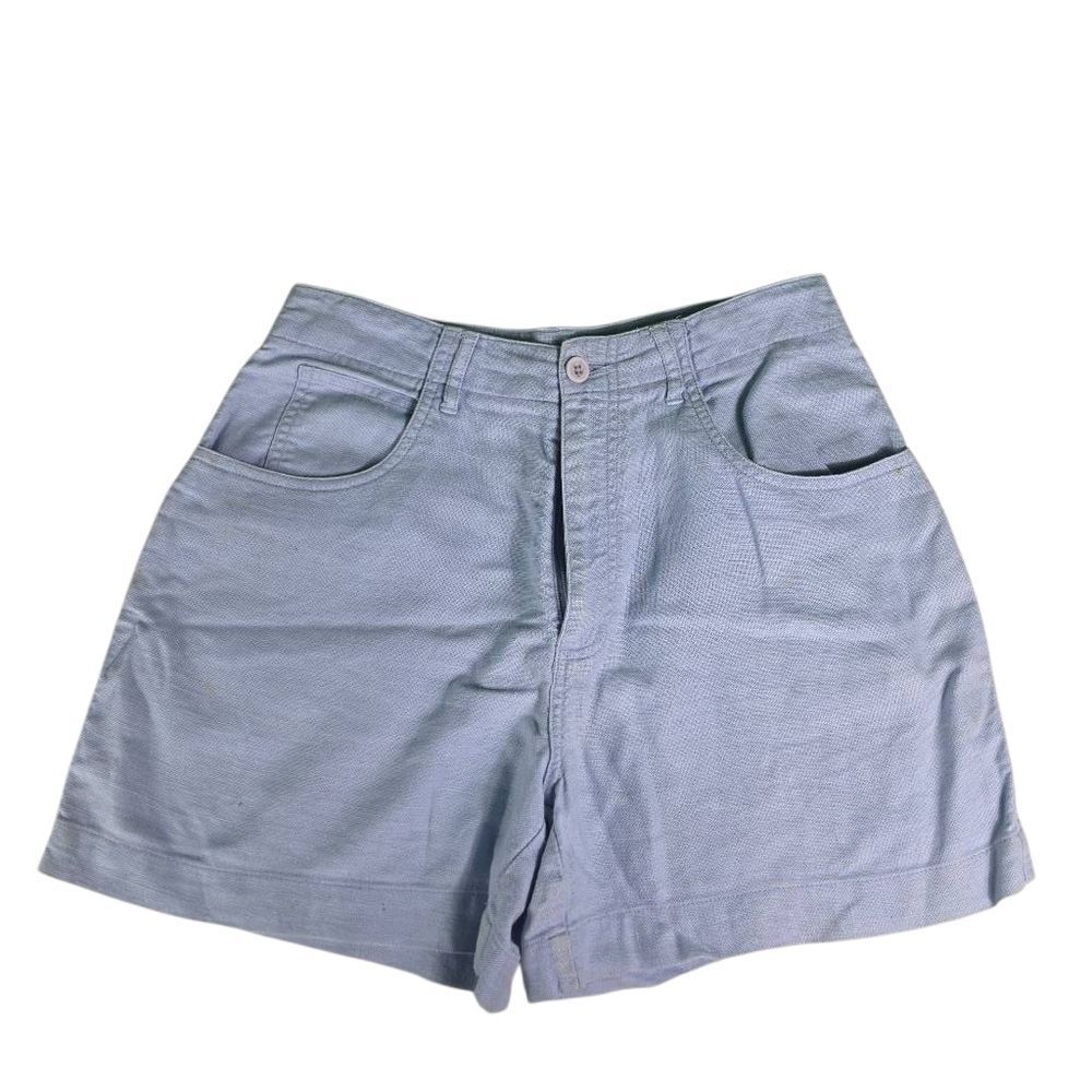 Vintage Paul Harris Design Light Blue Linen‑Blend Jean Shorts – Size 6
